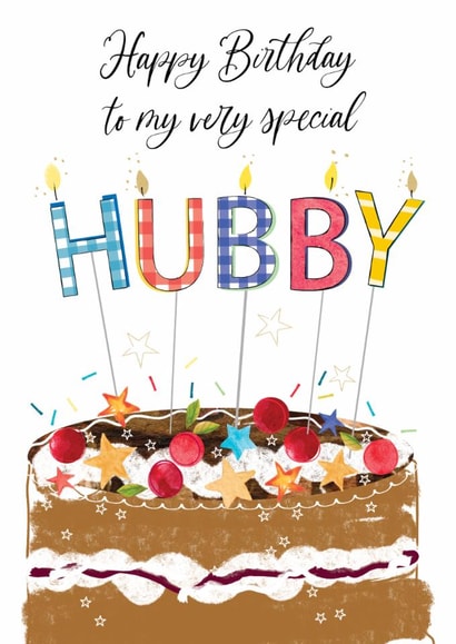 Traditional Birthday Card - For Hubby - Cake created by Katie Phythian Design