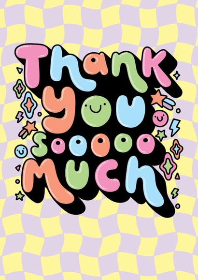 Cute Thank You Card - Dopamine Checkerboard created by Katie Ruby Illustration