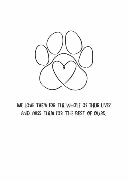 Simple pet sympathy card sorry for your loss dog paw print line created by Hollie McManus Illustration