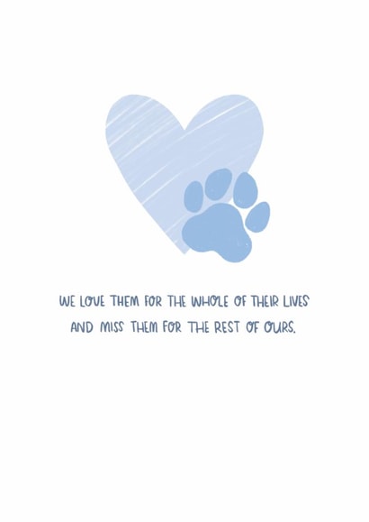 Pet sympathy card dog sorry for your loss paw print heart created by Hollie McManus Illustration