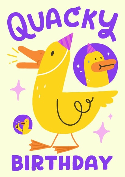 Cute Birthday Card - Quacky Birthday - Duck Pun created by Matt Joyce