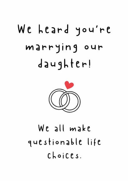 Funny Engagement Card - For Son In Law - Questionable Life Choices created by Spark and Wild