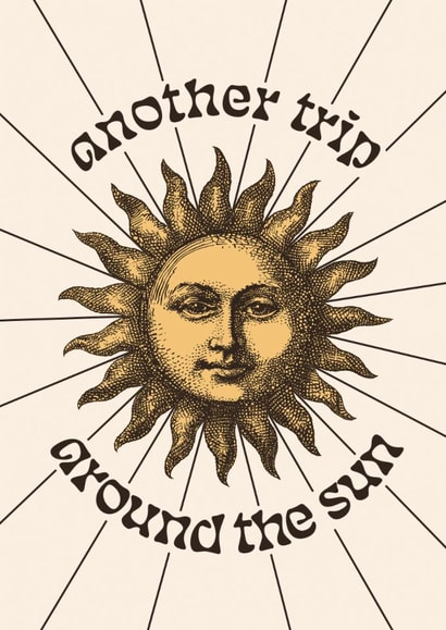 Arty Birthday Card – Celestial Sun – Another Trip Around The Sun created by Bonne Nouvelle