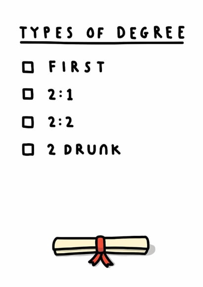 Funny Graduation Card - Types Of Degree - 2 Drunk created by mungo and shoddy