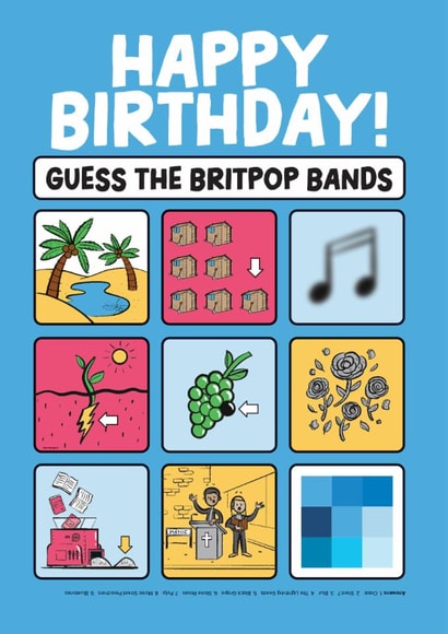 Classic Birthday Card - Music Quiz - Britpop Bands created by Daniel Benney