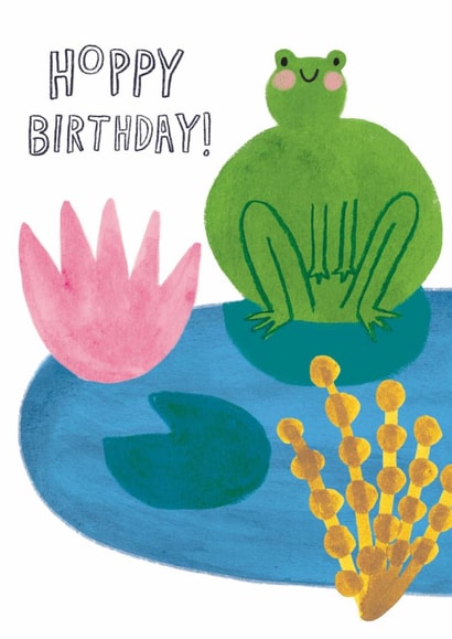 Cute Birthday Card - Frog - Hoppy Birthday created by Rosalind Maroney