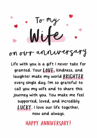 Heartfelt Anniversary Card - For Wife - Lucky created by Kreate Paper Co.