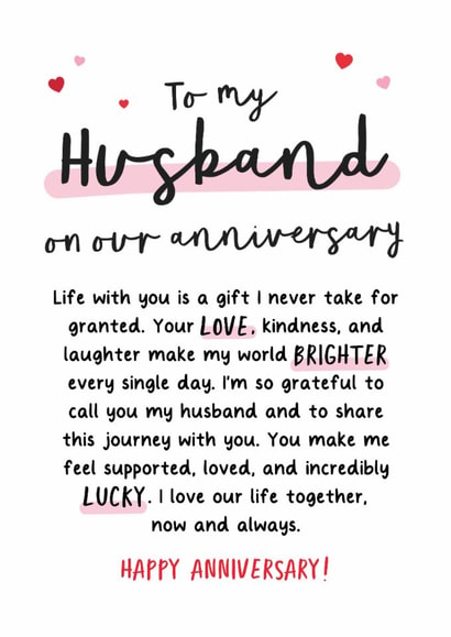 Heartfelt Anniversary Card - For Husband - Lucky created by Kreate Paper Co.