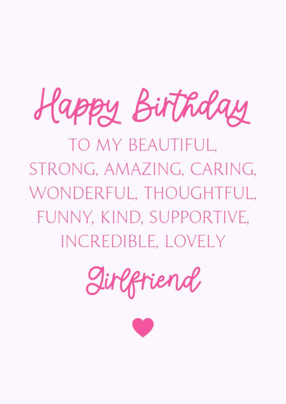 Classic Birthday Card - For Girlfriend - Beautiful And Kind created by Cake For Breakfast