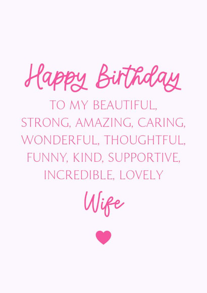 Classic Birthday Card - For Wife - Beautiful And Kind created by Cake For Breakfast