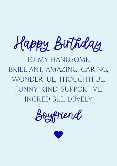 Classic Birthday Card - For Boyfriend - Handsome And Kind created by Cake For Breakfast