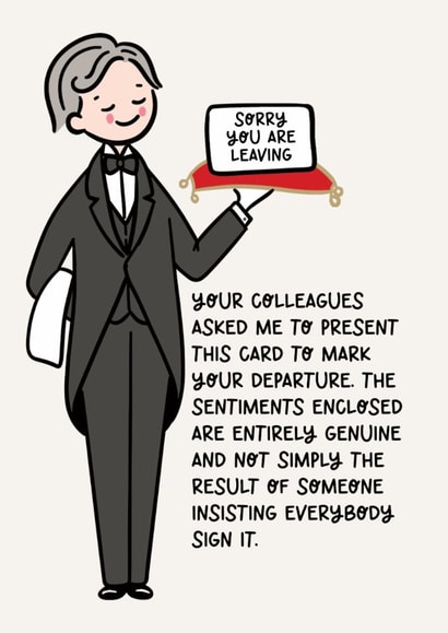 Funny Leaving Card - Butler Delivery - Your Colleagues created by Lyndsay Moon