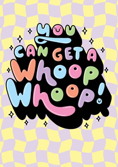 Cute Congratulations Card - Whoop Whoop created by Katie Ruby Illustration