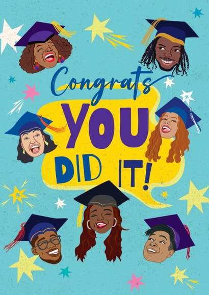 Graduation Card for School, College & University | Congrats You Did It created by @NyhaCards by Naomi C Robinson