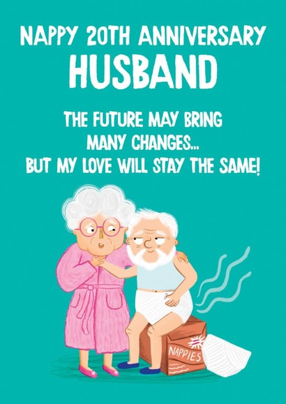 Funny Anniversary Card - For Husband - 20th - Nappies created by Hannah Jayne Lewin