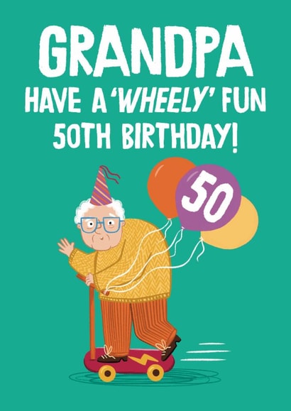 Cute Birthday Card - 50th - For Grandpa - Scooter created by Hannah Jayne Lewin