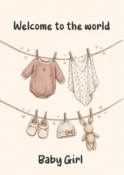 Cute Baby Girl Congratulations Card For Mum And Dad created by FoxFrame Studio