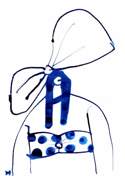fashion, woman, portrait, artistic, illustration, blue, cool, modern created by Sian Jordan
