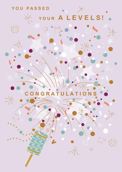 Classic Exams Card - A-Levels - Party Popper - Confetti created by SABIVO Design by Sabina