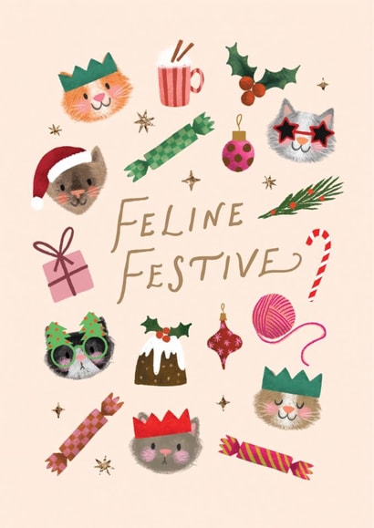 Cute Christmas Card - Feline Festive - Cats created by Studio Mads