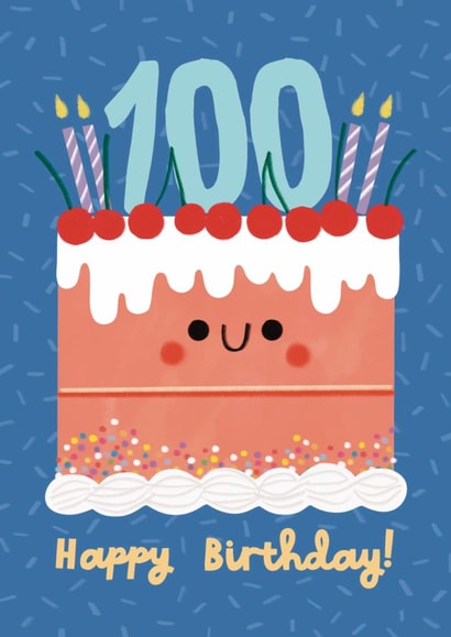 Cute 100th Birthday Card - Cake - Candles created by Alice Mole Illustration