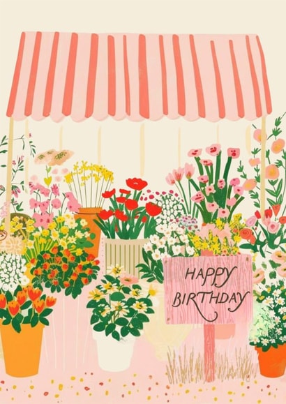 Pretty Birthday Card - For Her - Flower Market Stall created by Blossom Hound Designs