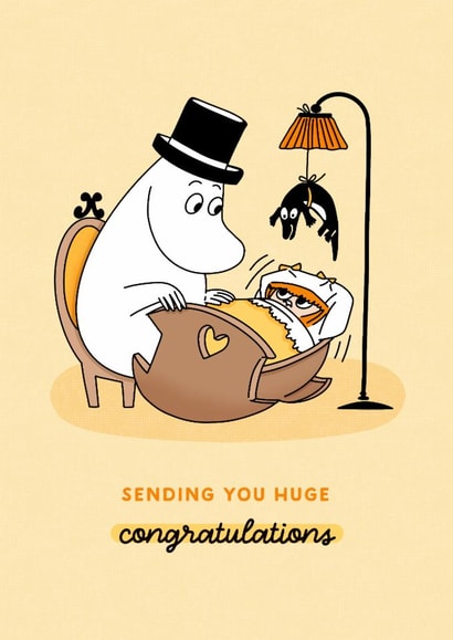 Cute New Baby Card - Moomin - Sending You Huge Congratulations! created by Moomin Characters