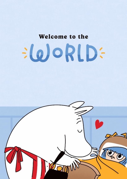 Cute New Baby Card - Moomin - Welcome To The World - Boy created by Moomin Characters