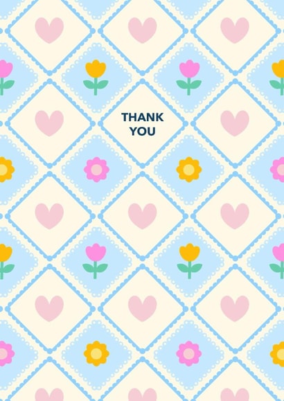 Pretty Thank You Card - Cute Floral Hearts created by Jessica Rachel Sharp