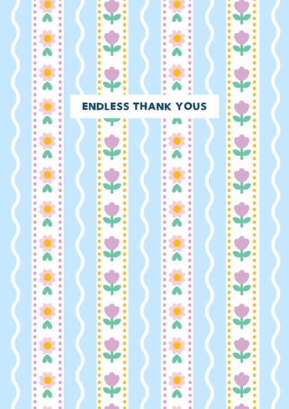 Cute thank you card for friend or loved one - floral colourful pretty created by Jessica Rachel Sharp