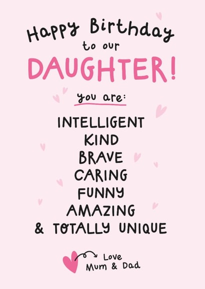 Classic Birthday Card - For Daughter - Kind, Brave And Caring created by Twisted Haggis
