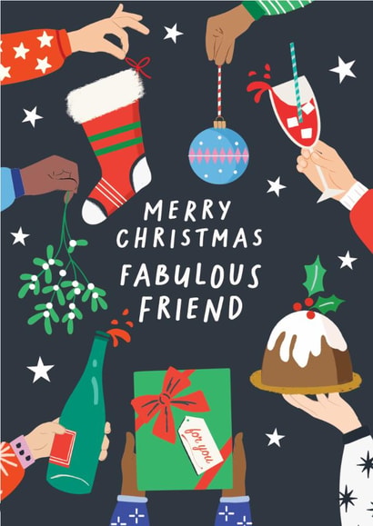 Classic Christmas Card - For A Fabulous Friends - Festive Drinks created by Rosanna Rossi