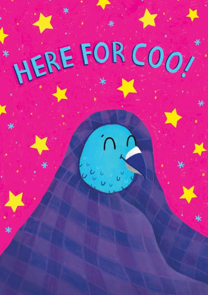 Cute Thinking Of You Or Get Well Pigeon Card For Loved One - Here For Coo! created by Bethany Evelyn