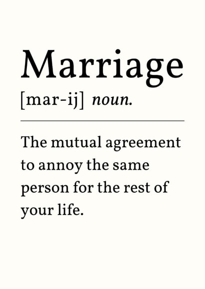 Funny Wedding Card - Marriage Definition created by Sundiva Designs