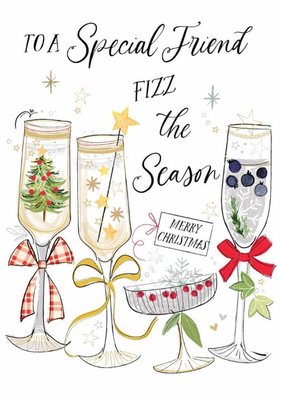 Classic Christmas Card for a Special Friend with Festive Fizz created by Katie Phythian Design