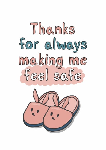 Thanks anniversary card - sentimental - feeling safe created by Giddy Kipper