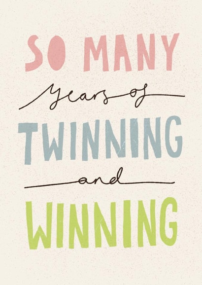 Classic Birthday Card - Twins - Twinning And Winning created by Nicola Scott