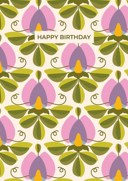 Arty Birthday Card - Retro Sweetpea Pattern created by Taya Cosgrove