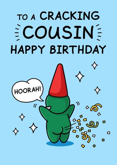 Funny Birthday Card - For Cousin - Cracking Birthday - Confetti Cannon created by Cheeky Legends
