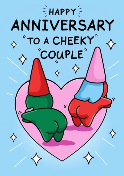 Funny Anniversary Card - For A Cheeky Couple - Pink Heart created by Cheeky Legends