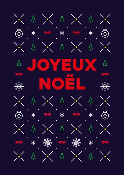 French, Joyeux noël, classic, cute Christmas pattern card for anyone. created by Pens & Pixels