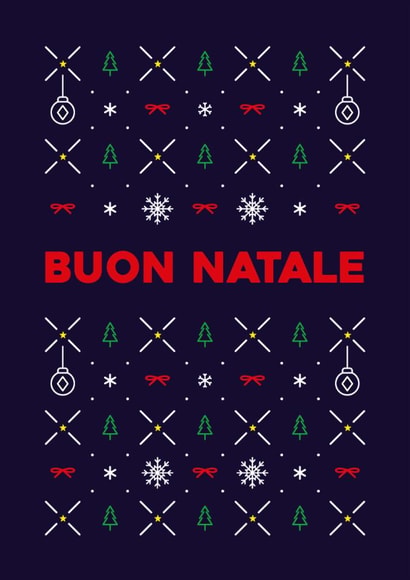 Italian, Buon Natale, classic, cute Christmas pattern card for anyone. created by Pens & Pixels
