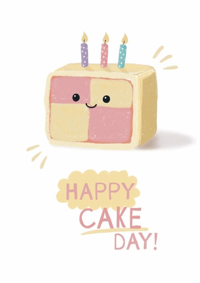 Cute Birthday Card - Battenberg - Happy Cake Day created by Giddy Kipper