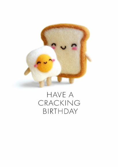 Cute Egg & Toast Birthday Card | Have a Cracking Birthday | Kawaii Card created by Lola Design