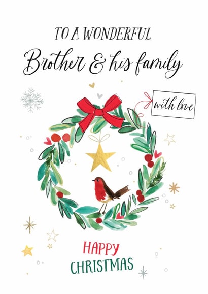 Classic Christmas Card - For Brother & His Family - Wreath created by Katie Phythian Design