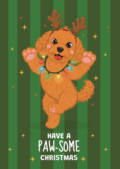 Cute Christmas Card - Festive Dog - Reindeer Antlers created by @Cupsie's Creations