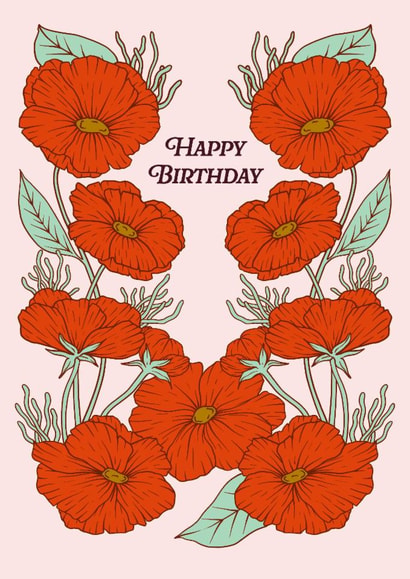 Arty Birthday Card - Red Flowers created by Lately Studio