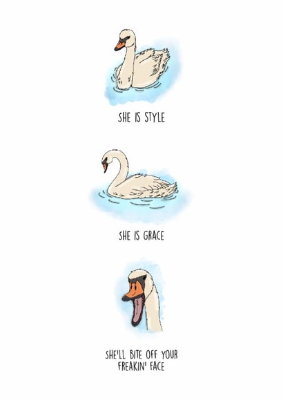 Stylish Swan - Funny Card - Any Occasion created by the Kitten and the Bear