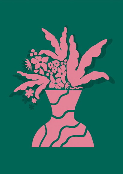 Arty Just Because Card - Pink & Green Florals created by marthamade