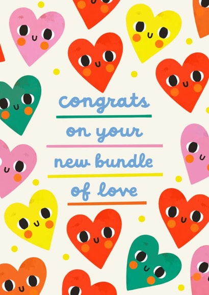 Cute New Baby Card - Bundle Of Love - Hearts created by AbiGoLucky
